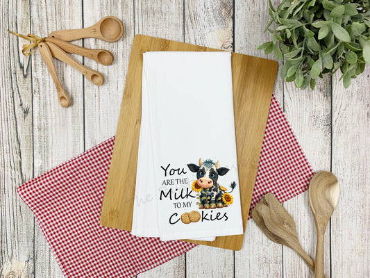 Adorable Cow and sunflower You Are The Milk To My Cookies Hand Towel