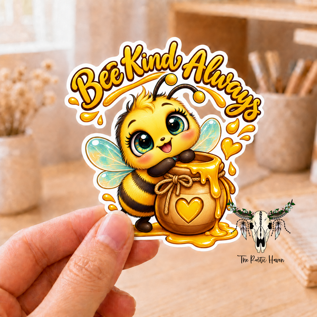 Bee Kind Always Cute Bee Glossy Vinyl Sticker