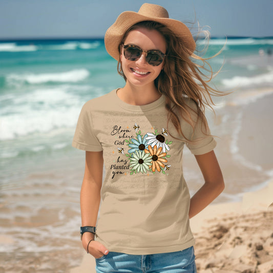 Bloom Where God Has Planted You Floral Tee – Spring Faith T-Shirt
