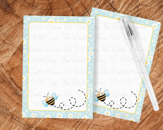 Bee Sweet 5x7 Notepad – 50 Sheets | Pink or Blue Floral Frame
