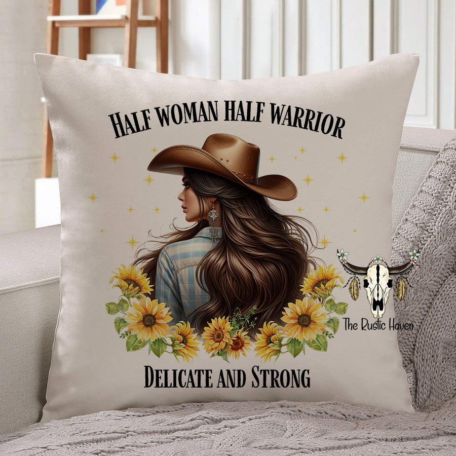 Half Woman Half Warrior Pillow