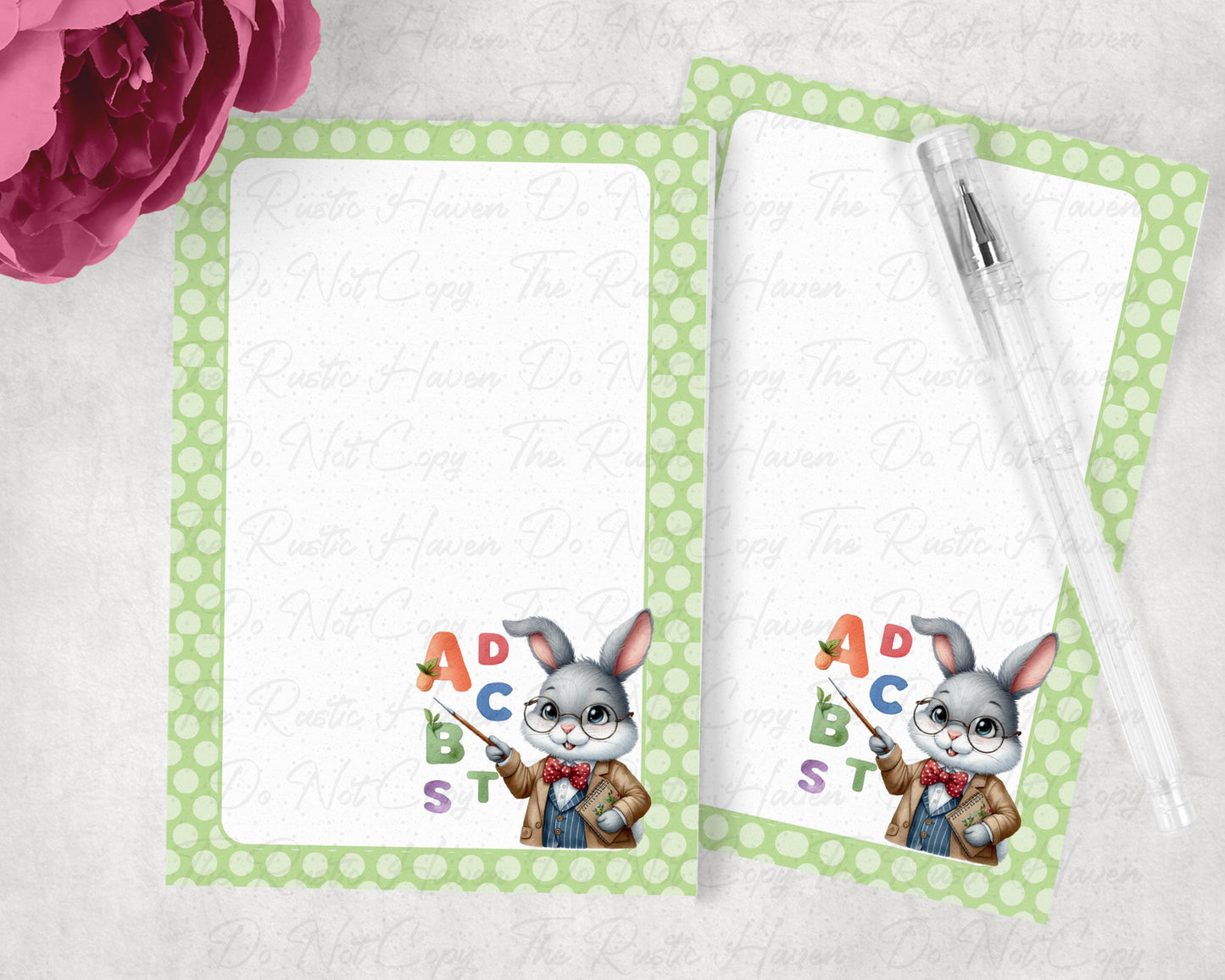 ABC Bunny Teacher Notepad 5x7 | 50 Page Cute School Notepad | Teacher Gift | Back to School Writing Pad | Kids Stationery