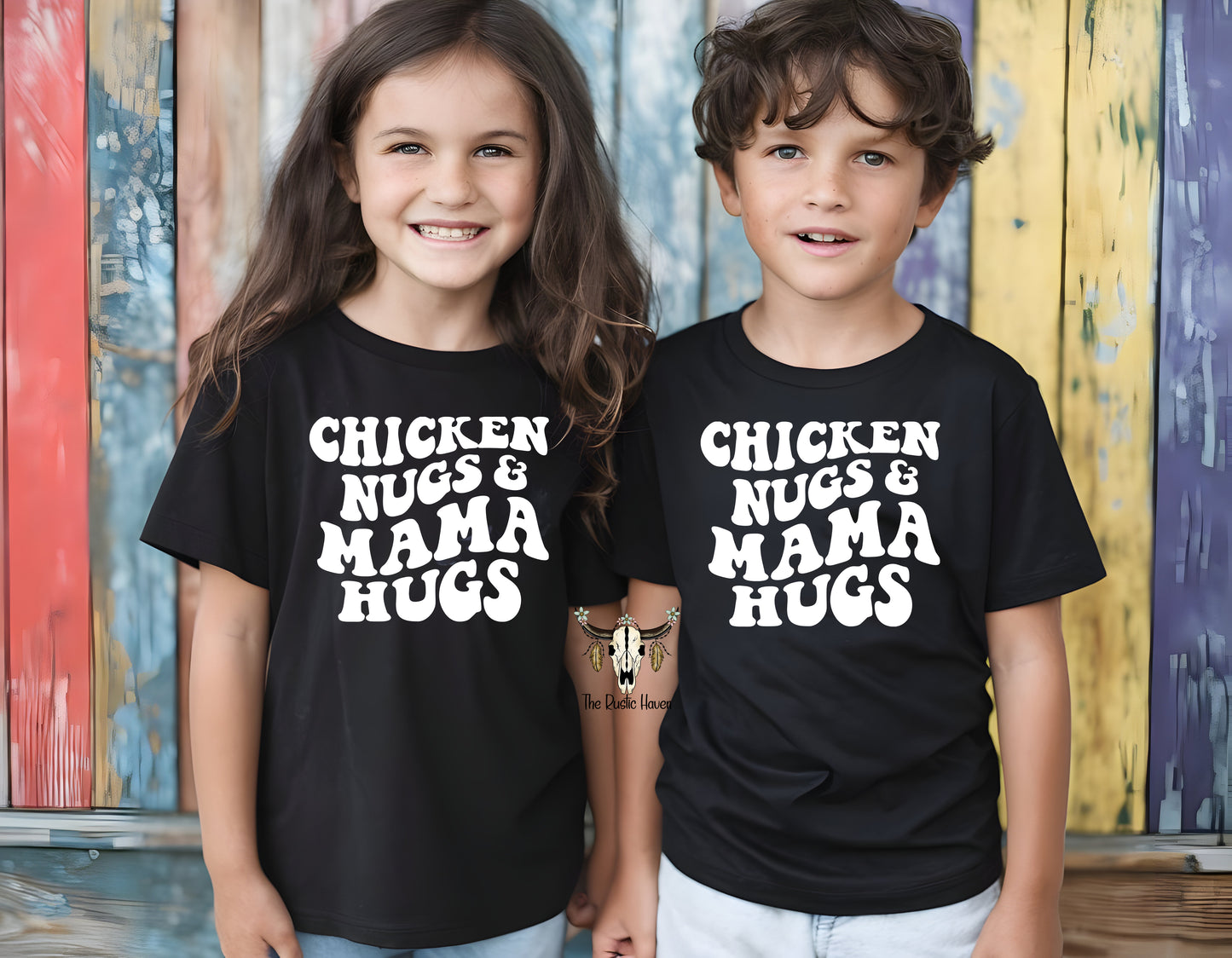 Chicken nugs & mama hugs t shirt
