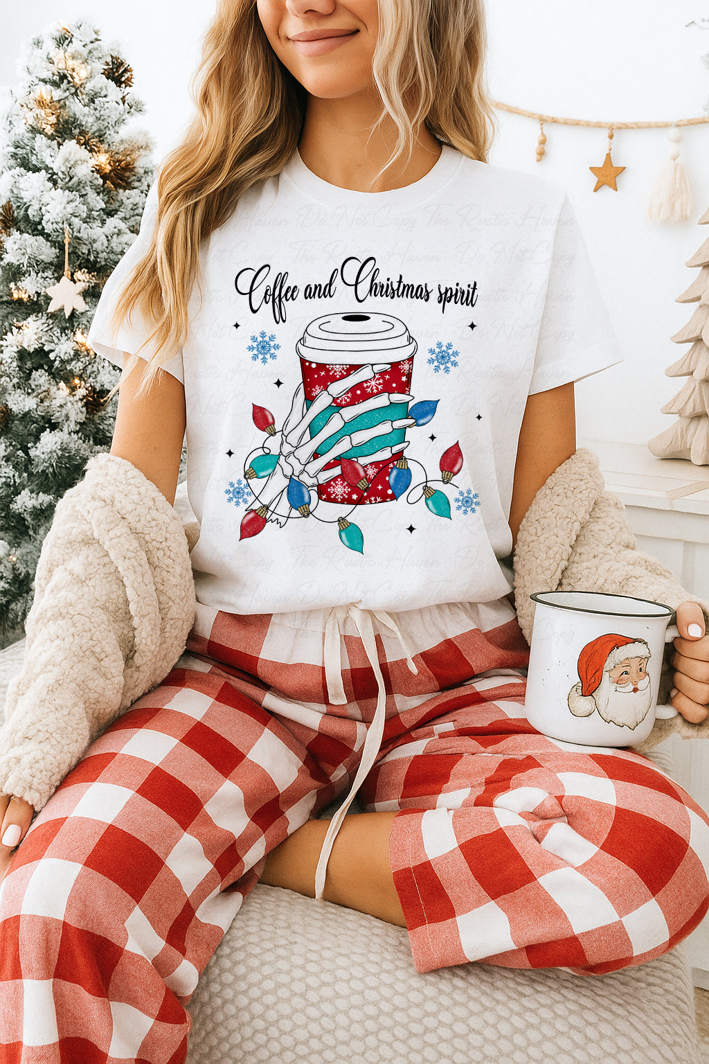 Coffee and Christmas Spirit T-Shirt – Festive Holiday Coffee Lover Tee