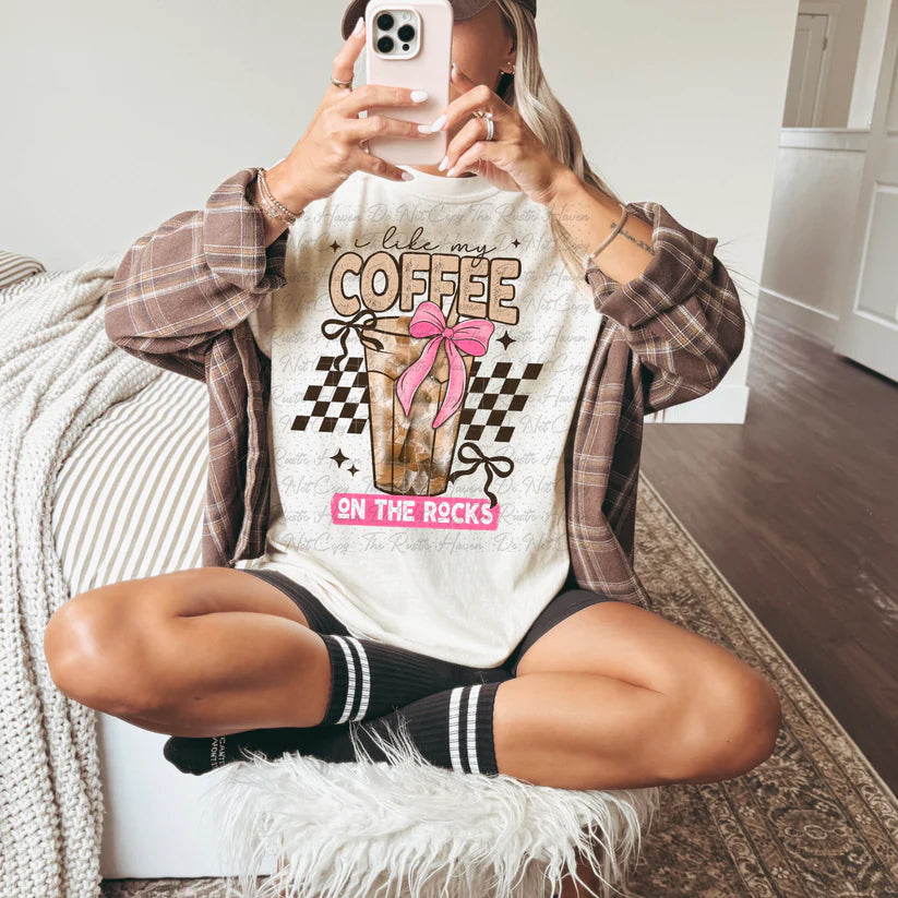 I Like My Coffee on the Rocks Graphic T-Shirt – Iced Coffee Lover Tee