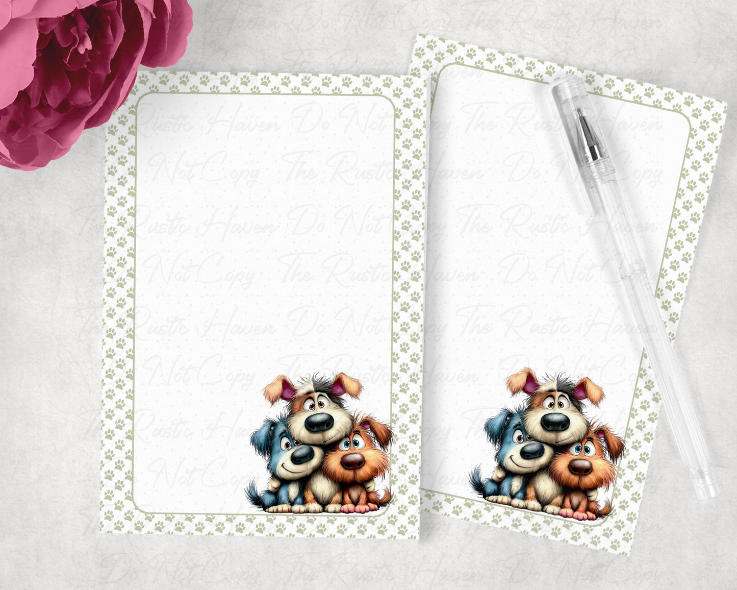 Cat & Dog Notepad Bundle – 5x7 Cute Animal Memo Pad Set – 2 Paw Print Notepads – 50 Sheets Each – Cat Lover & Dog Lover Gift