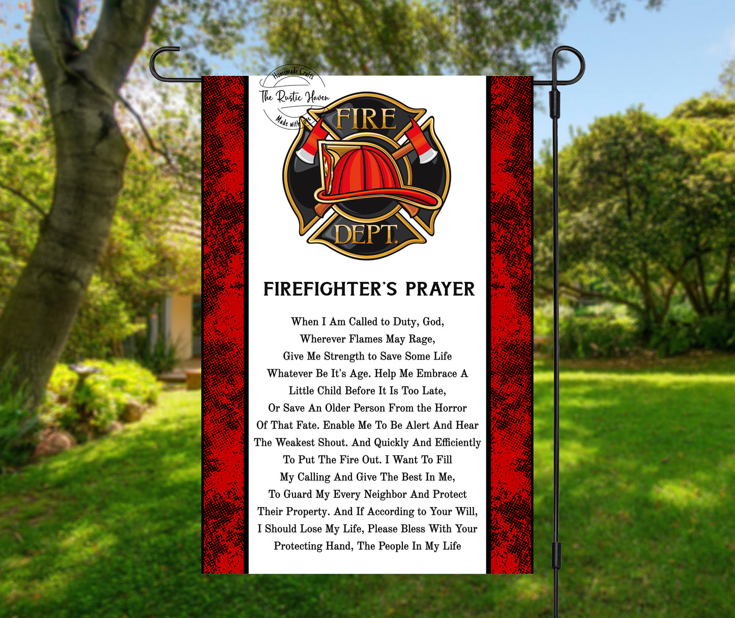 Firefighter Prayer garden flag