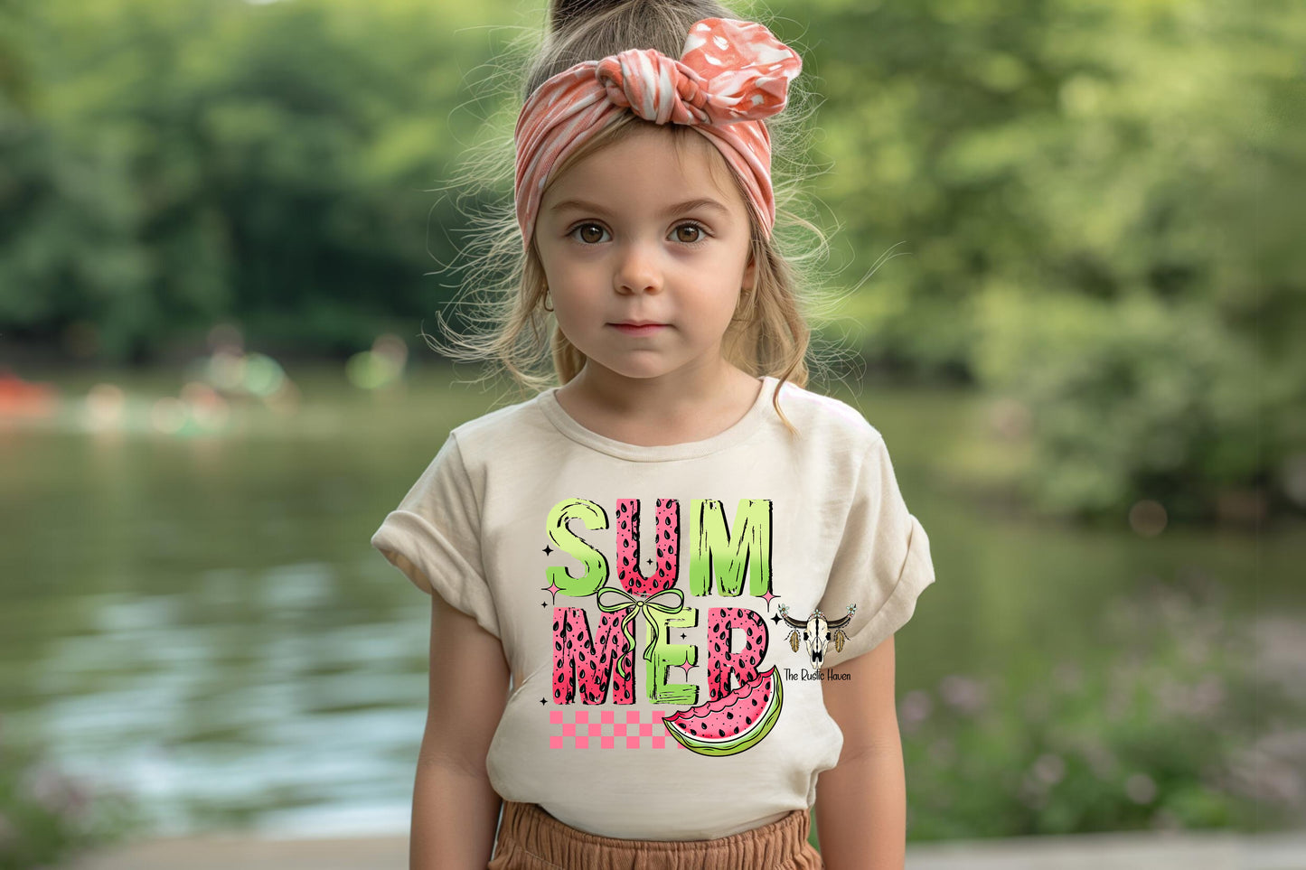 Girls colorful summer watermelon design T-shirt