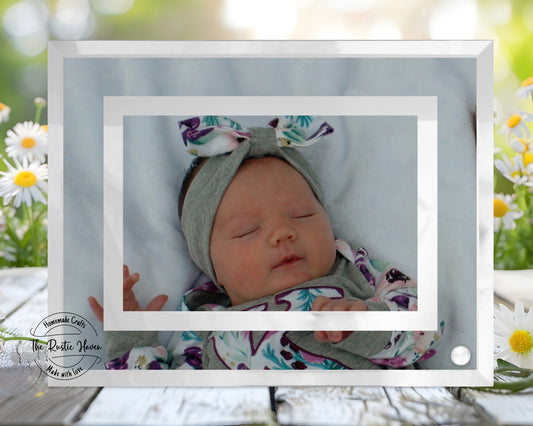 Personalized Glass Mirrored Photo Frame – 9x7 Custom Picture Frame