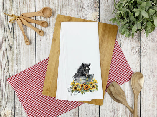 Adorable Horse In A Wash Tub Hand Towel