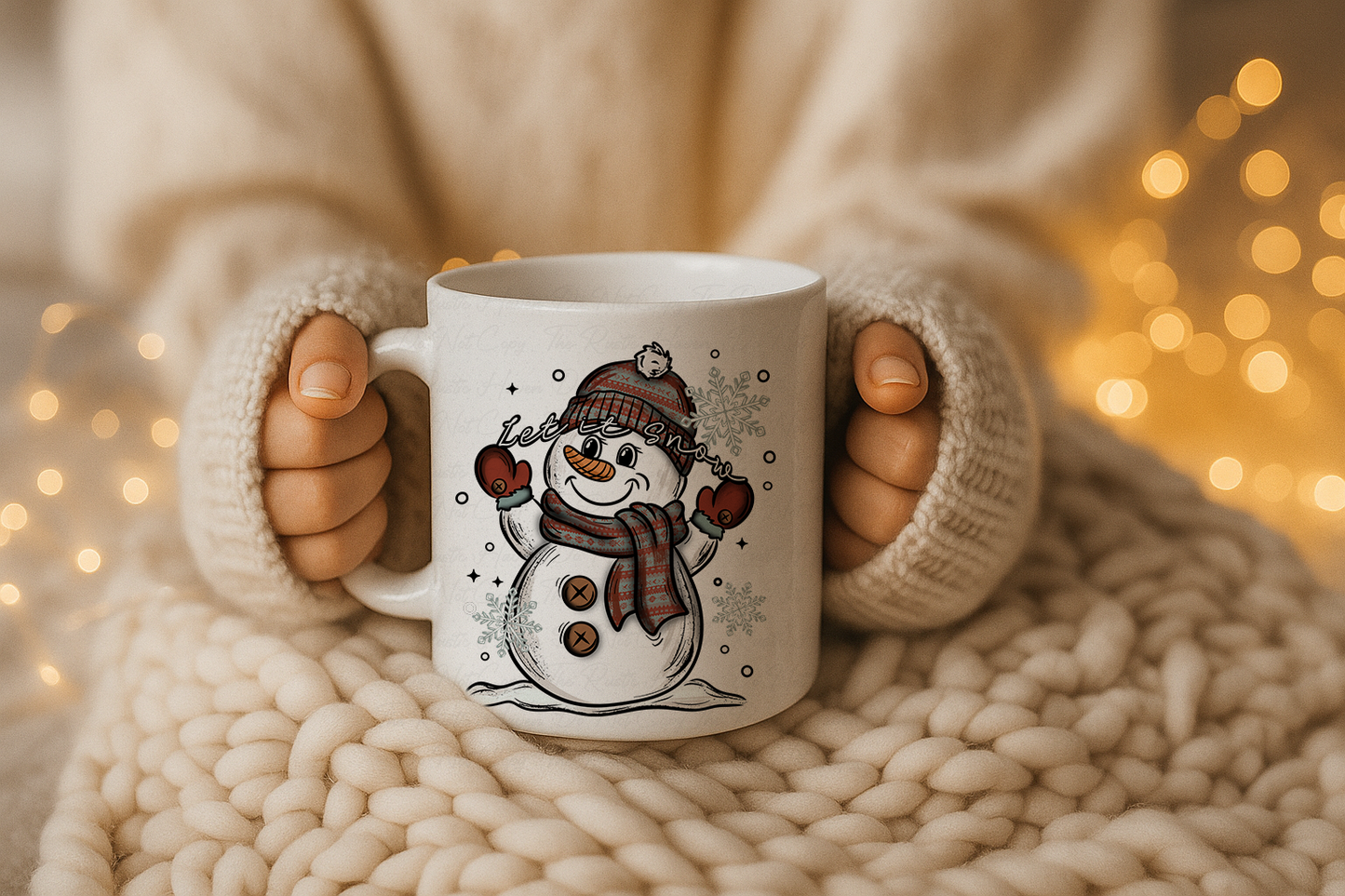 Let It Snow Snowman Mug – 15oz White Ceramic Christmas Coffee Cup