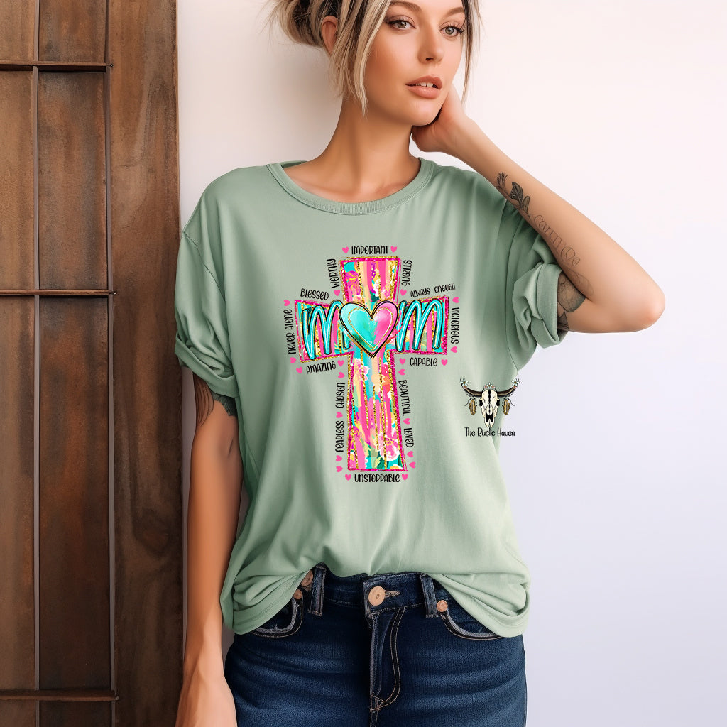 Mom cross affirmation T-shirt