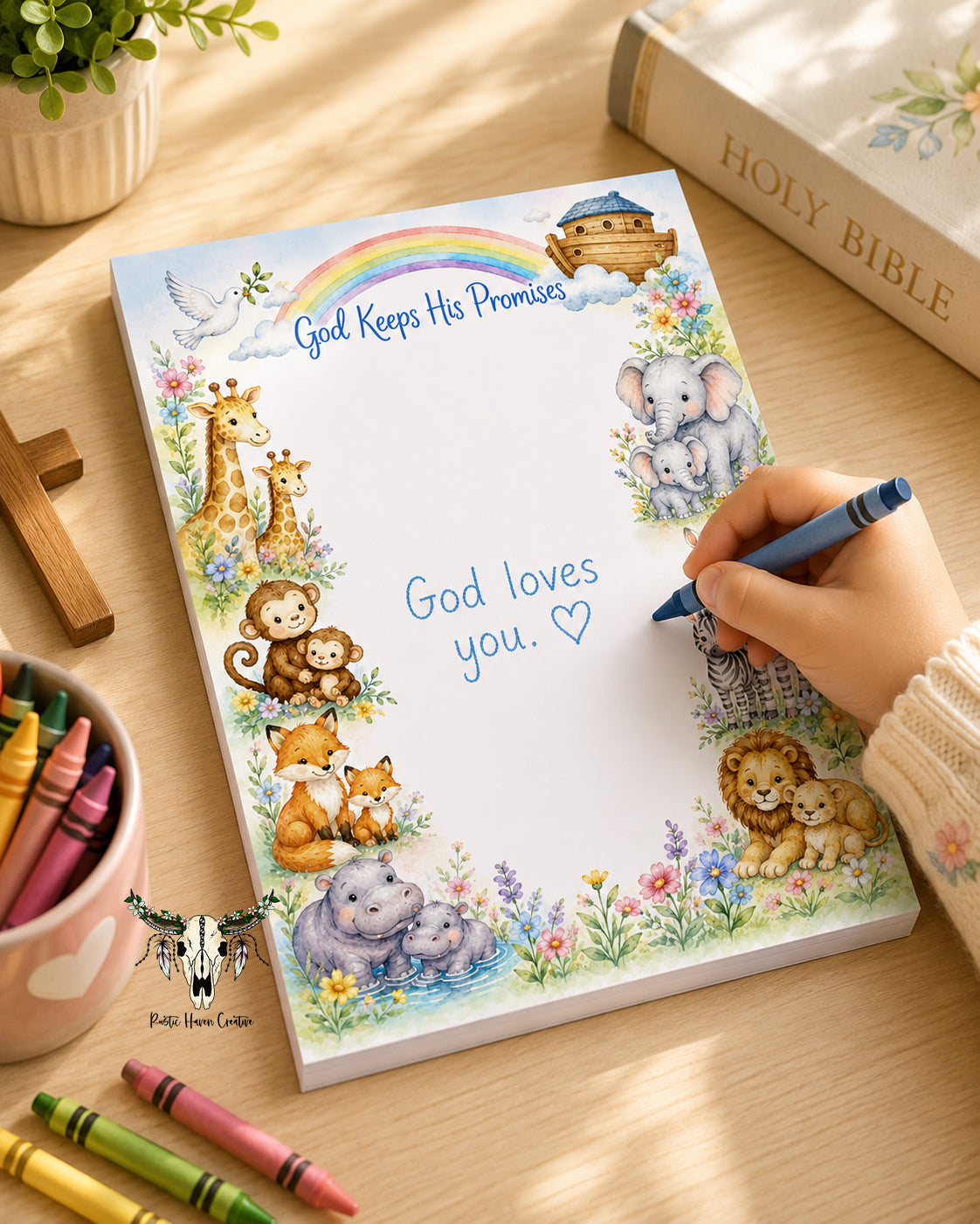 God Keeps His Promises Notepad | Noah’s Ark Christian Stationery
