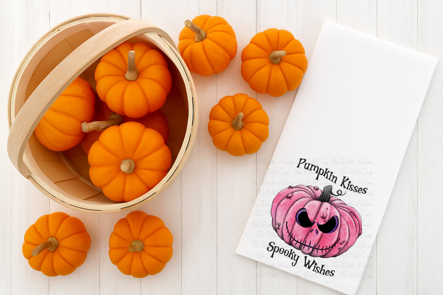 Pumpkin Kisses Spooky Wishes Halloween Hand Towel – 6 Color Options