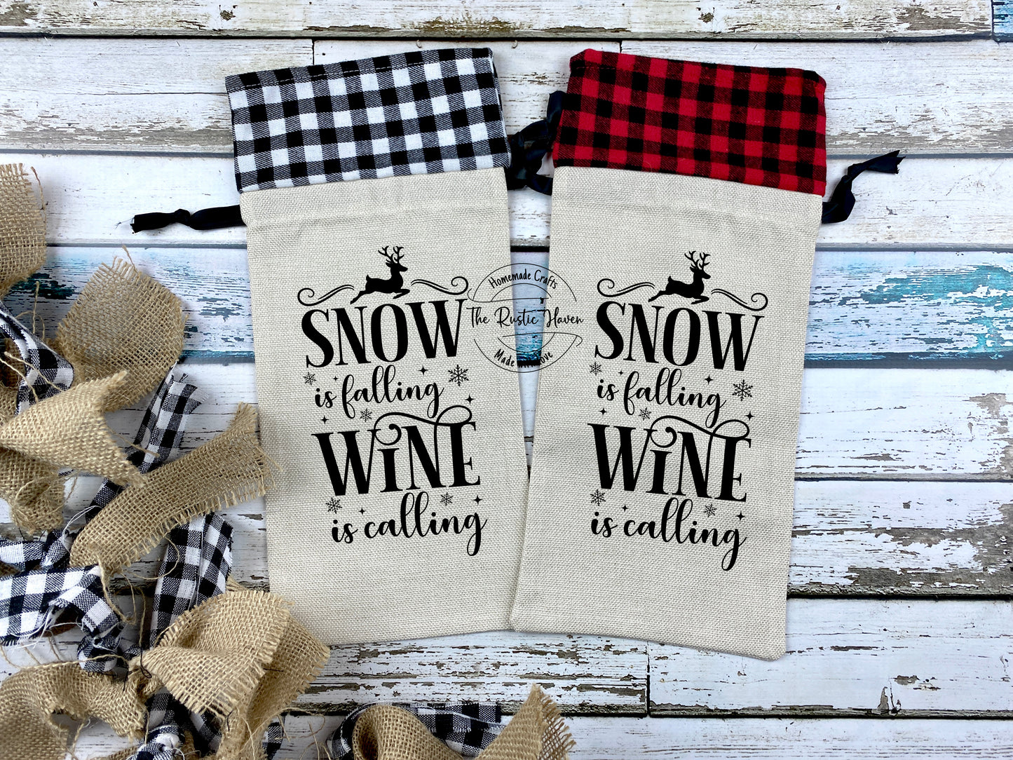 Snow is falling Wine is Calling wine bag