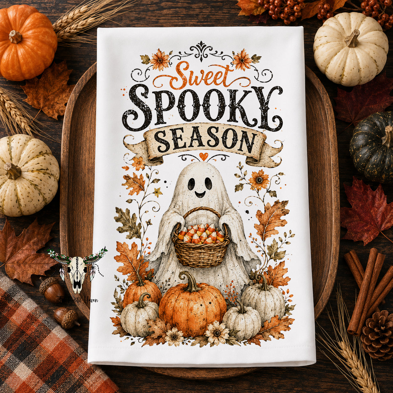 Sweet Spooky Season Ghost Towel – 16 x 24-Inch Sublimated Polyester Halloween Towel