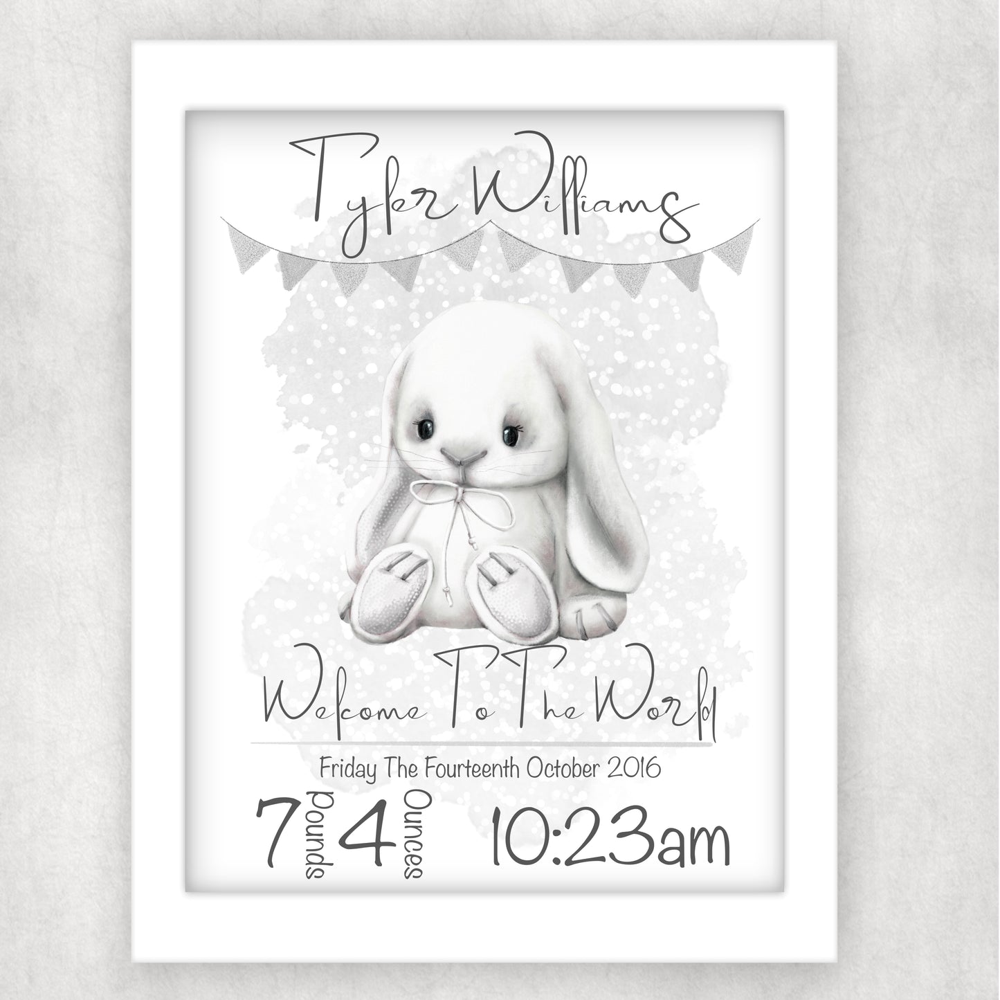 Nursery Birth Stat Cute Bunny Photo Frame