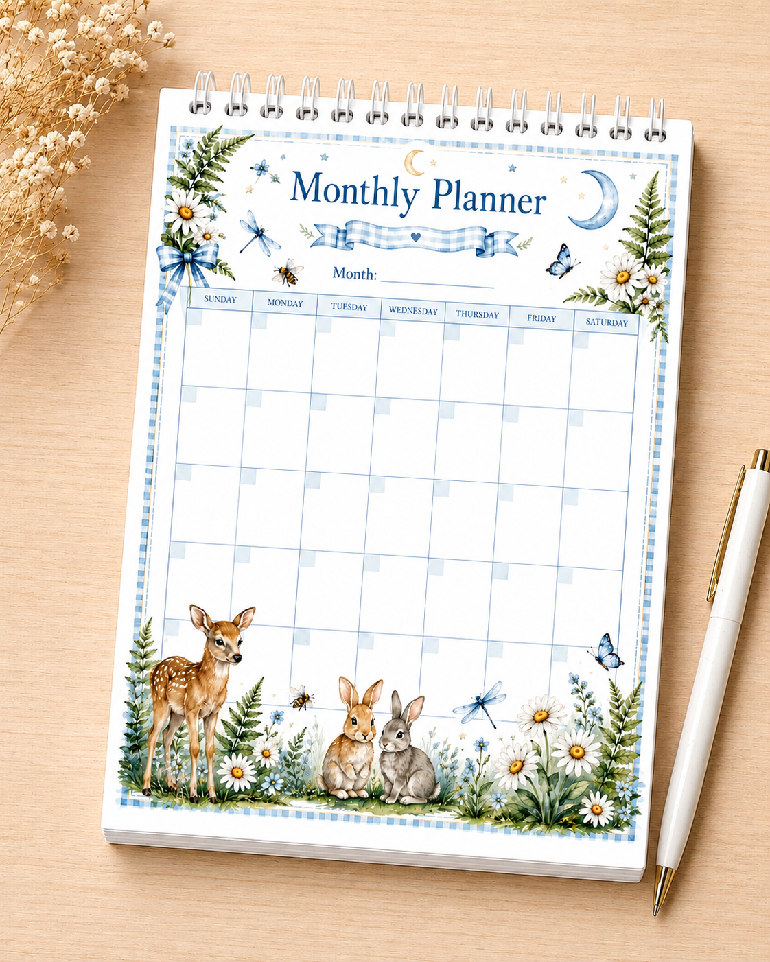 Woodland 3-Year Undated Monthly Planner | Coil-Bound | Approx. 6 x 8