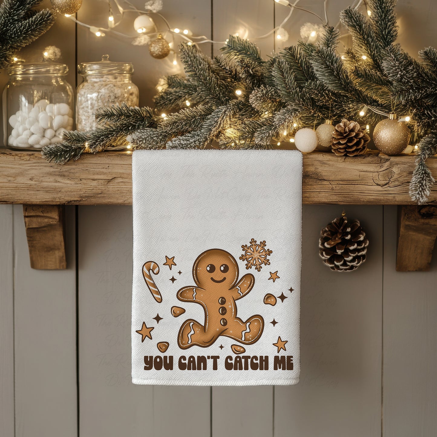 You Can’t Catch Me Gingerbread Christmas Kitchen Towel – Festive Holiday Decor, 16x24 Polyester Tea Towel