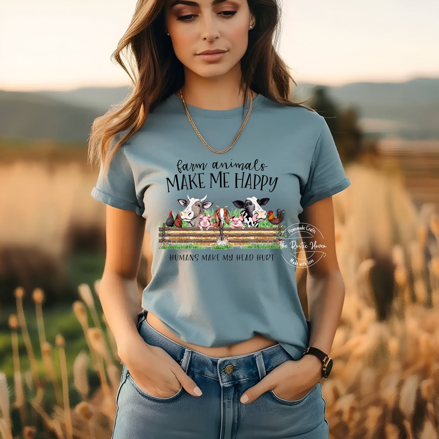 Farm animals make me happy Humans make my head hurt t-shirt