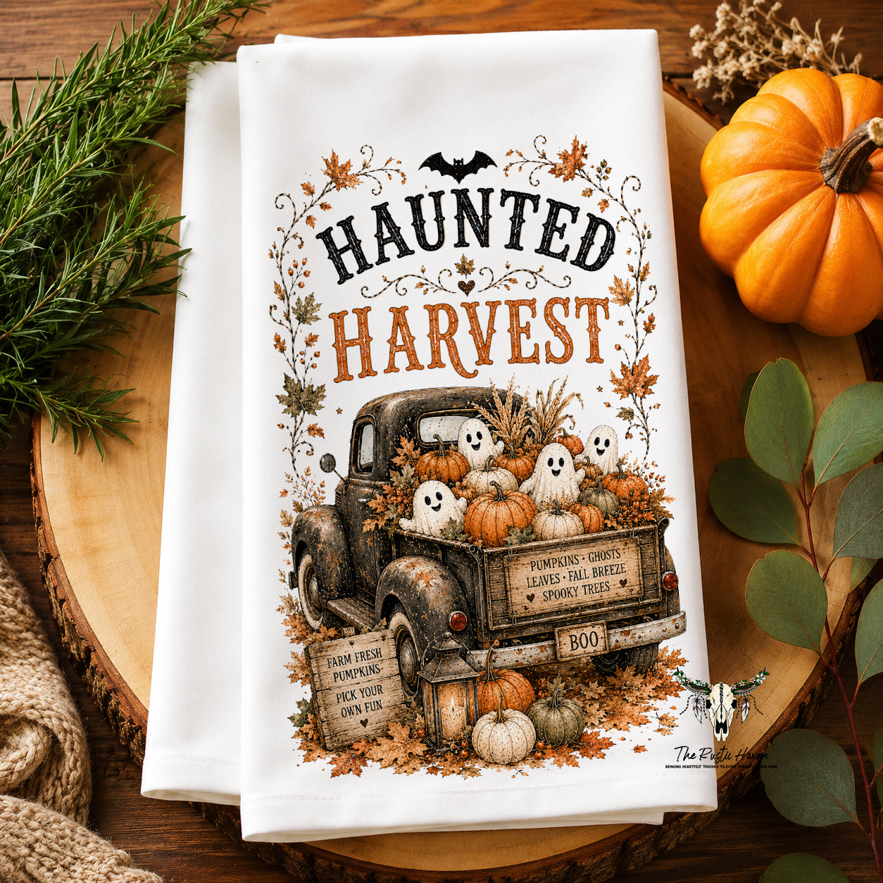 Haunted Harvest Halloween Kitchen Towel | 16×26 Polyester Hand Towel
