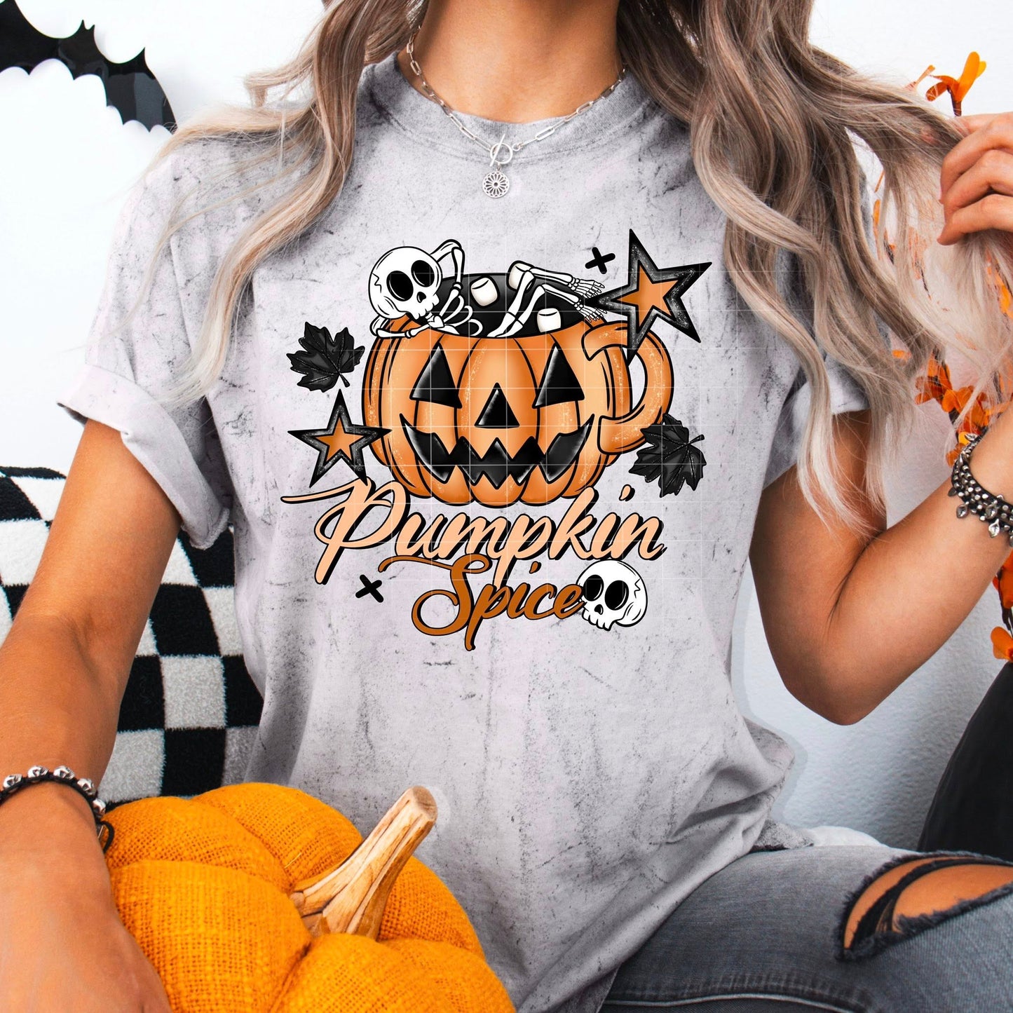 Pumpkin Spice Skeleton Jack-O’-Lantern Halloween T-Shirt