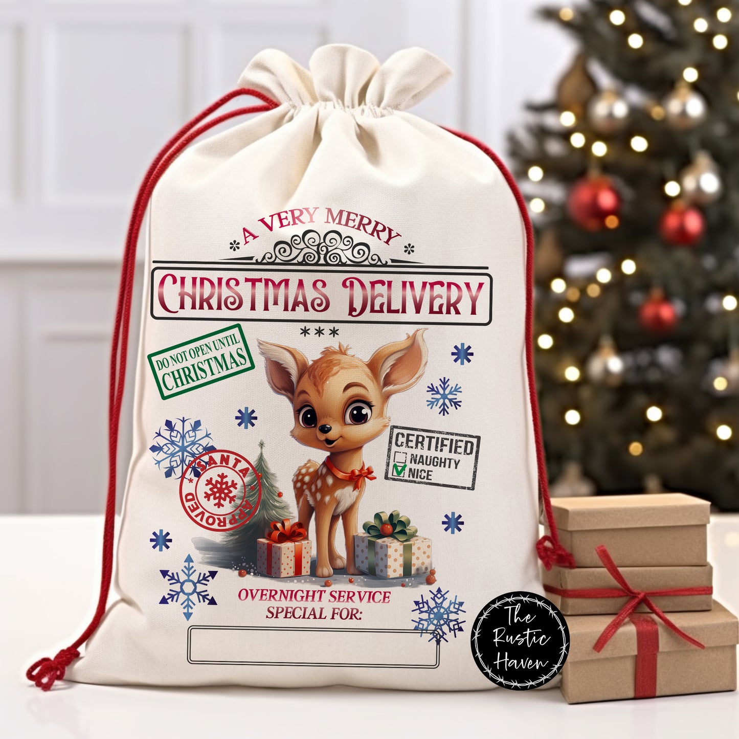 Personalized Deer Santa Sack