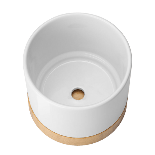 Teacher Ceramic Planter with Bamboo Base