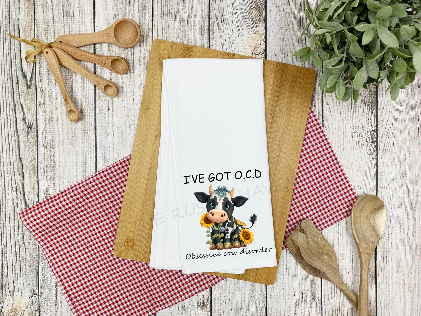 Adorable I've got O.C.D Obsessive Cow Disorder Sunflower hand towel