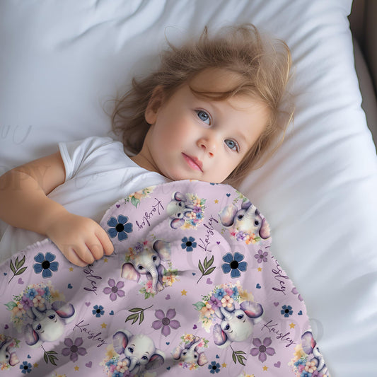 adorable baby elephant personalized blanket