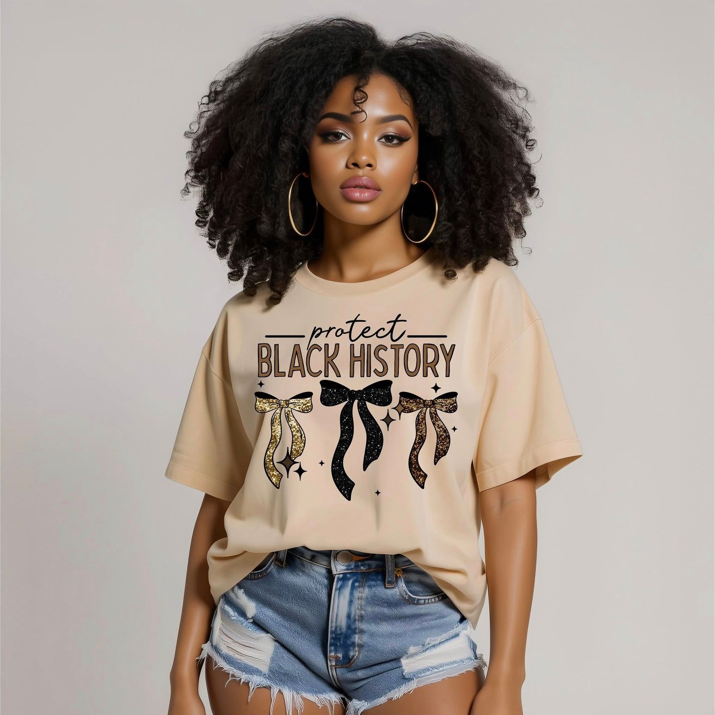 Protect Black History Bow Graphic T-Shirt | Black Excellence Statement Tee