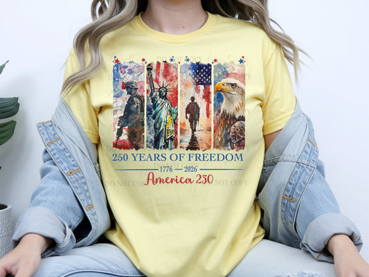 America 250 Independence Day PNG | 250 Years of Freedom 1776–2026 | Patriotic Soldier Eagle Statue of Liberty Watercolor Design | 4th of July PNG