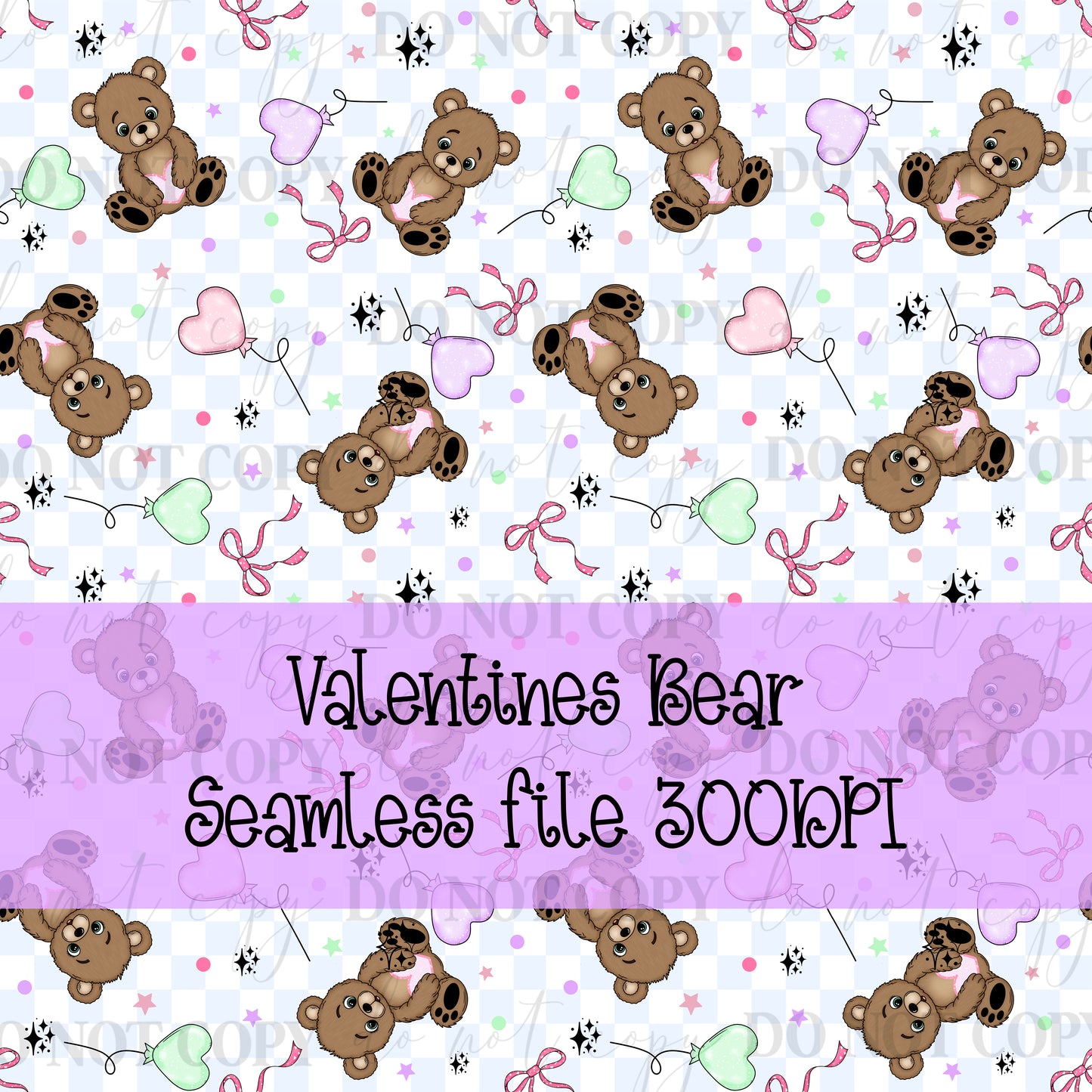 Valentine Bear Seamless Digital Paper PNG | Cute Teddy Bear Valentine Pattern | 300 DPI Printable Background