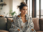 Cozy Halloween Blanket – Ghosts, Bats & Pumpkin Coffee | 2 Color Options