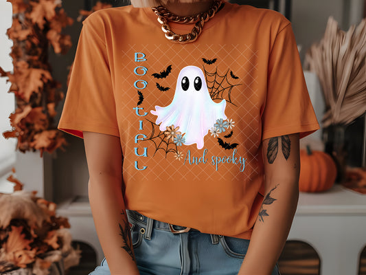 Bootiful and Spooky Halloween Ghost Shirt – Cute Pastel Ghost Tee for Women