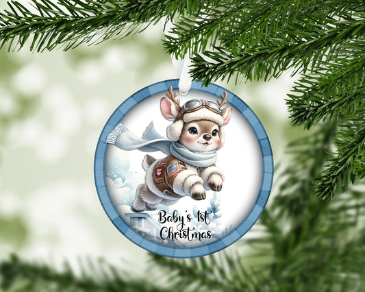 Personalized Adorable Reindeer in Training Ornament