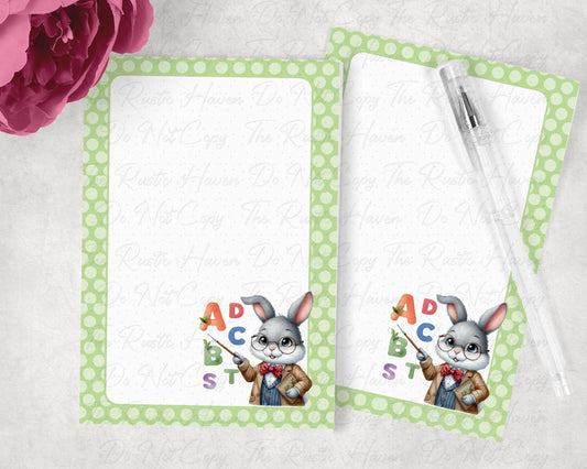 ABC Bunny Teacher Notepad 5x7 | 50 Page Cute School Notepad | Teacher Gift | Back to School Writing Pad | Kids Stationery