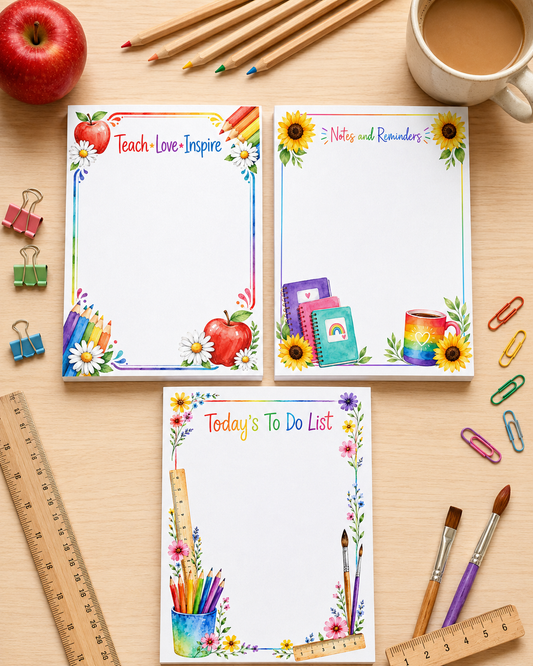Teach, Love & Inspire Teacher Notepad Collection | Choose One Notepad or Complete 3-Pad Bundle