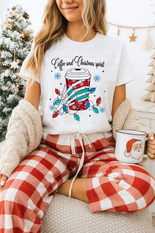 Coffee and Christmas Spirit T-Shirt – Festive Holiday Coffee Lover Tee