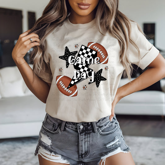 Game Day T-Shirt – Retro Soccer or Football Graphic Tee in 3 Colors