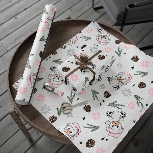 Personalized Cute Bear Christmas Wrapping Paper – Custom Design Available (3 Lengths)