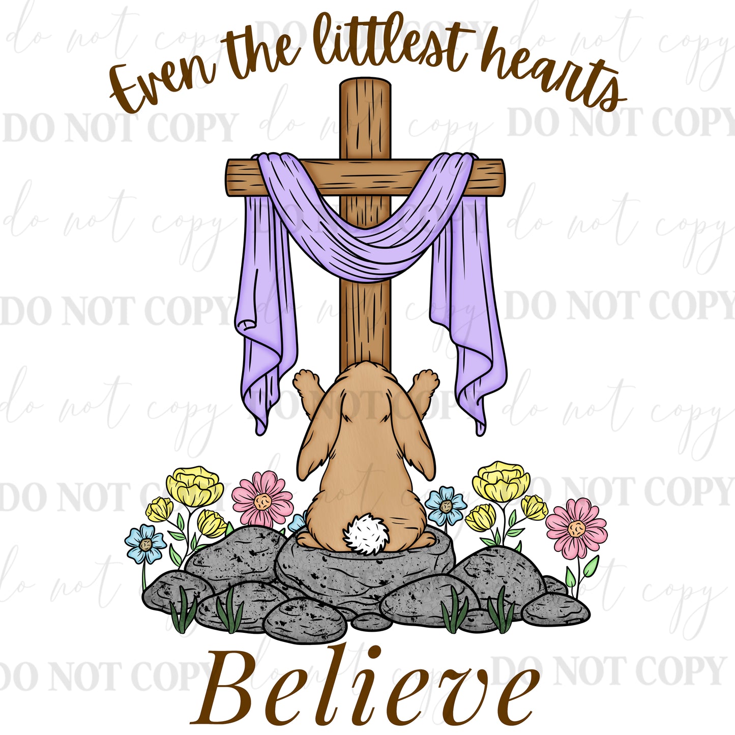 Even the Littlest Hearts Believe PNG | Christian Easter Bunny Cross Design