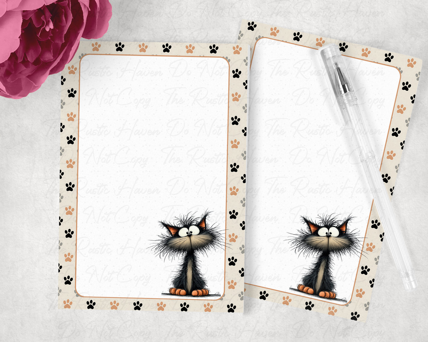 Cat & Dog Notepad Bundle – 5x7 Cute Animal Memo Pad Set – 2 Paw Print Notepads – 50 Sheets Each – Cat Lover & Dog Lover Gift