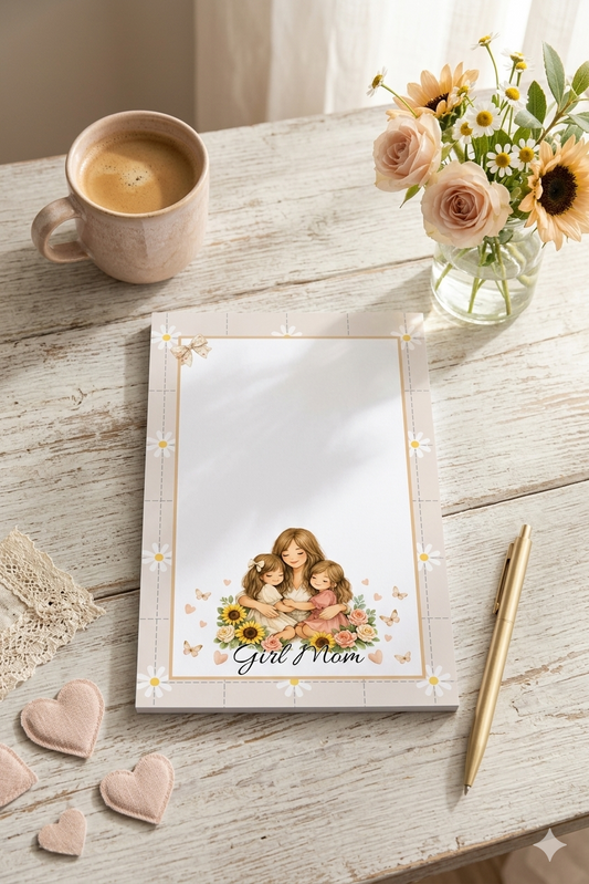 Girl Mom Notepad | 4x6 Notepad | Floral Mom Gift | 50 Sheet Tear-Off Memo Pad