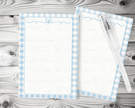 Personalized 5x7 Ribbon- Gingham Notepad – 50 Pages