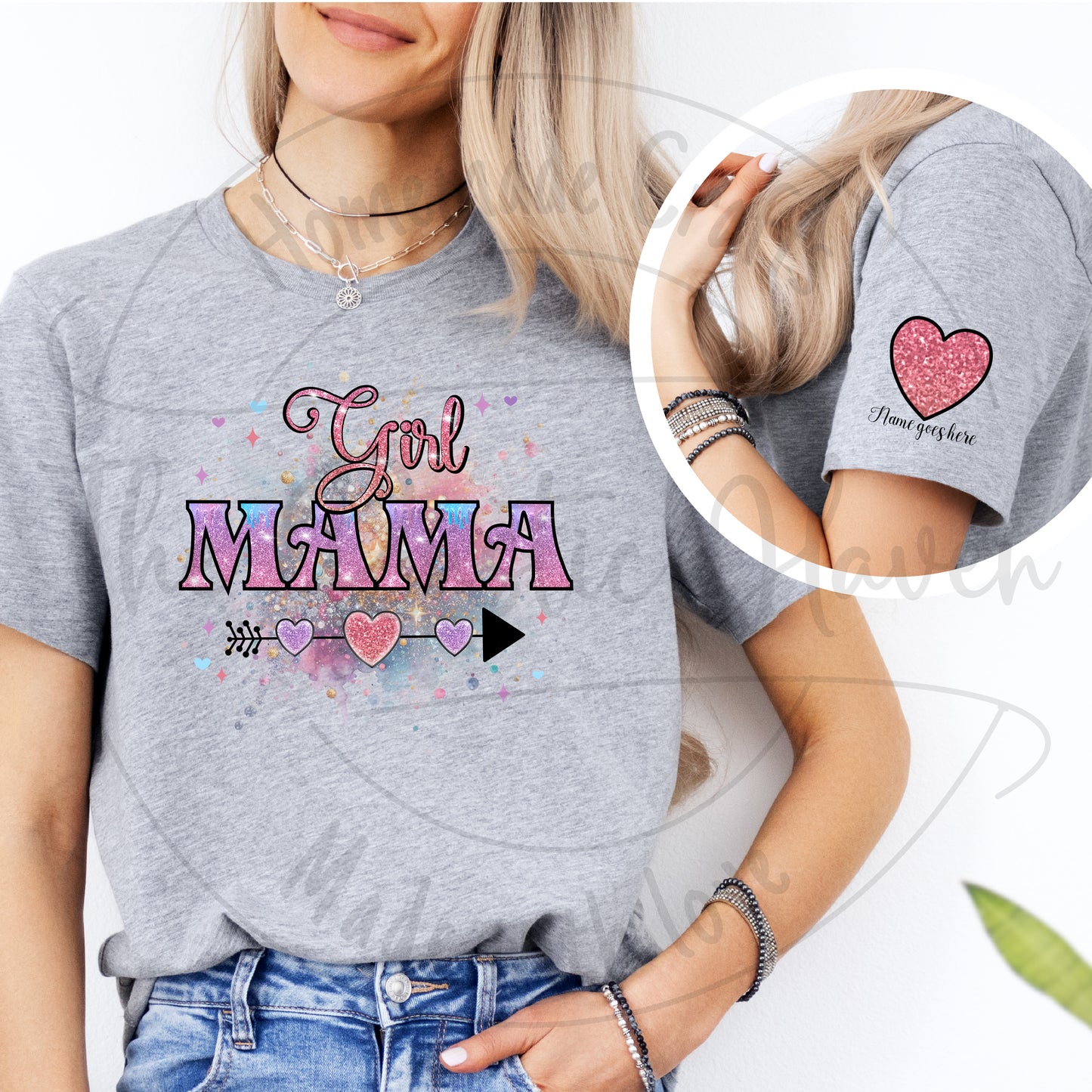 Girl Mama short sleeve t shirt with sleeve design