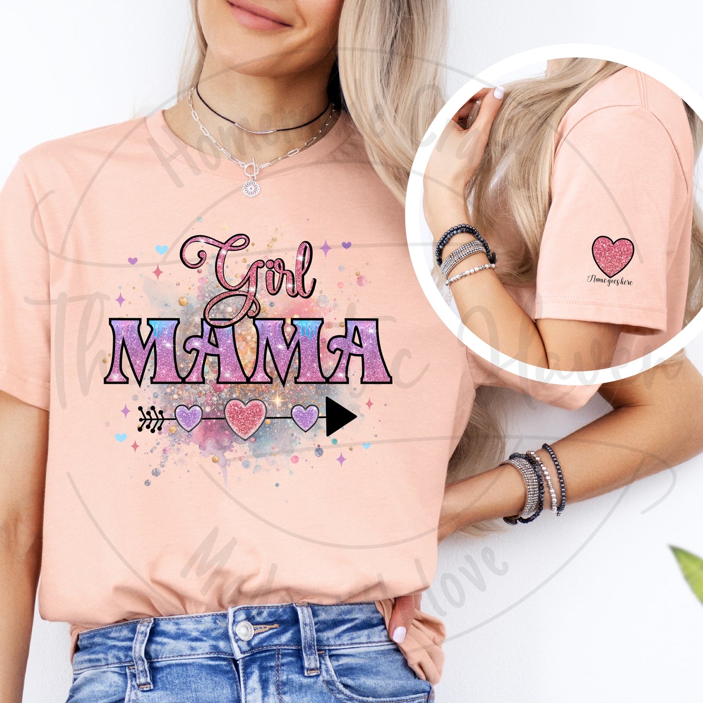 Girl Mama short sleeve t shirt with sleeve design