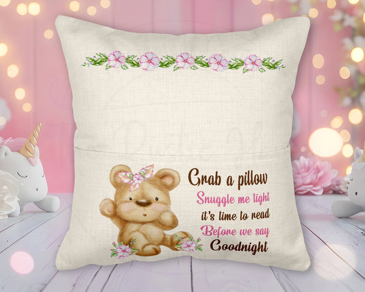 Cute Teddy Bear Poem Pocket Pillow