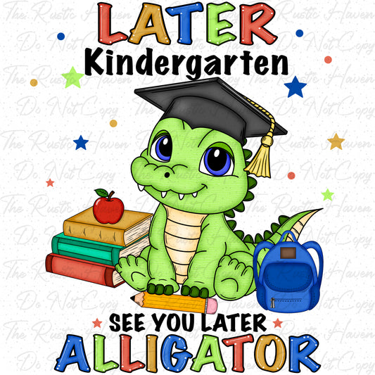 Pre-K–5th Grade “See You Later Alligator” Green Dino Graduation Digital Bundle | End of Year School Shirt Designs | Instant Download PNG