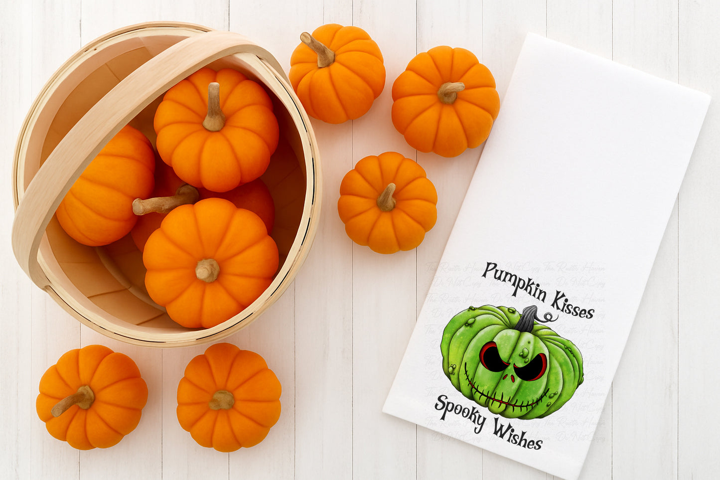 Pumpkin Kisses Spooky Wishes Halloween Hand Towel – 6 Color Options